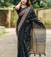 প্রিমিয়াম জাপানি সিল্ক শাড়ী (কালো)