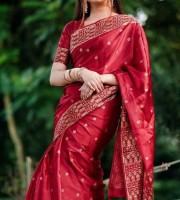 প্রিমিয়াম জাপানি সিল্ক শাড়ী (লাল)