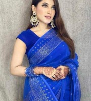 প্রিমিয়াম জাপানি সিল্ক শাড়ি (নীল)