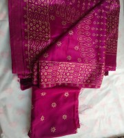 প্রিমিয়াম জাপানি সিল্ক শাড়ী এবং ব্লাউজ (মেরুন)