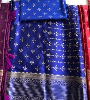 প্রিমিয়াম জাপানি সিল্ক শাড়ী এবং ব্লাউজ (নীল)